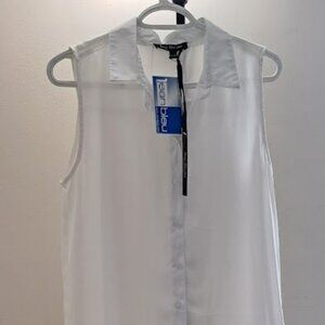 Sleeveless transparent white blouse Large Jeans Bleu Just Divine
